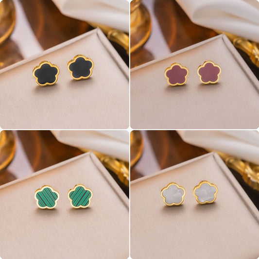 Elegant Clover Earrings with Simple Chic Five-Petal Design