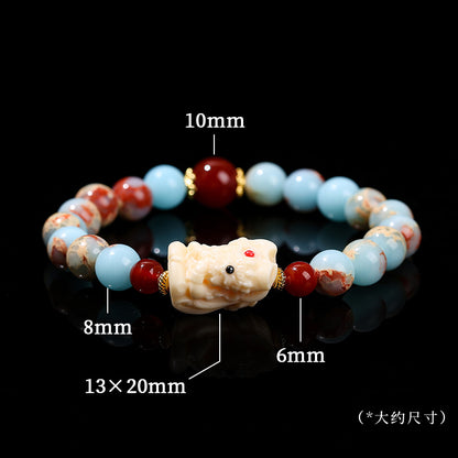 Pulsera de cuentas redondas de piedra Shoushan. 