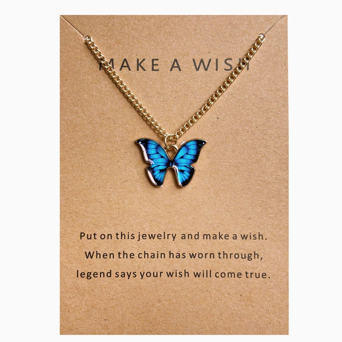 Letter Paper Card Butterfly Cat Alloy Necklace