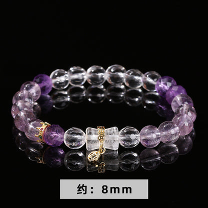 Pulsera de bambú con cristal blanco amatista transparente y hielo natural 7A 