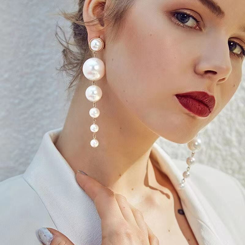 Pearl long earrings