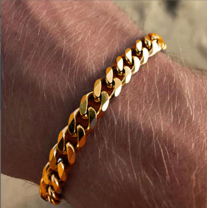 Six-sided polished Cuban bracelet