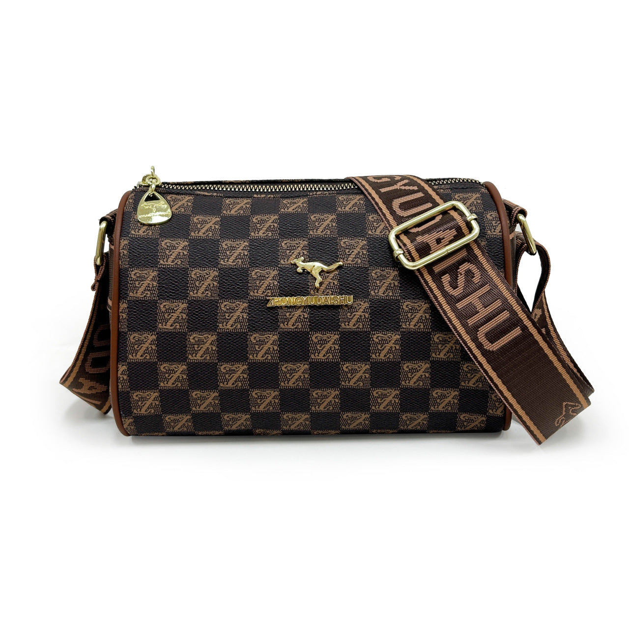 Versatile retro plaid wide shoulder strap bag wholesale