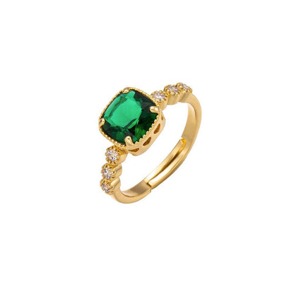 Emerald zircon ring