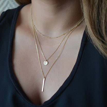 Metal Bar Layered Necklace