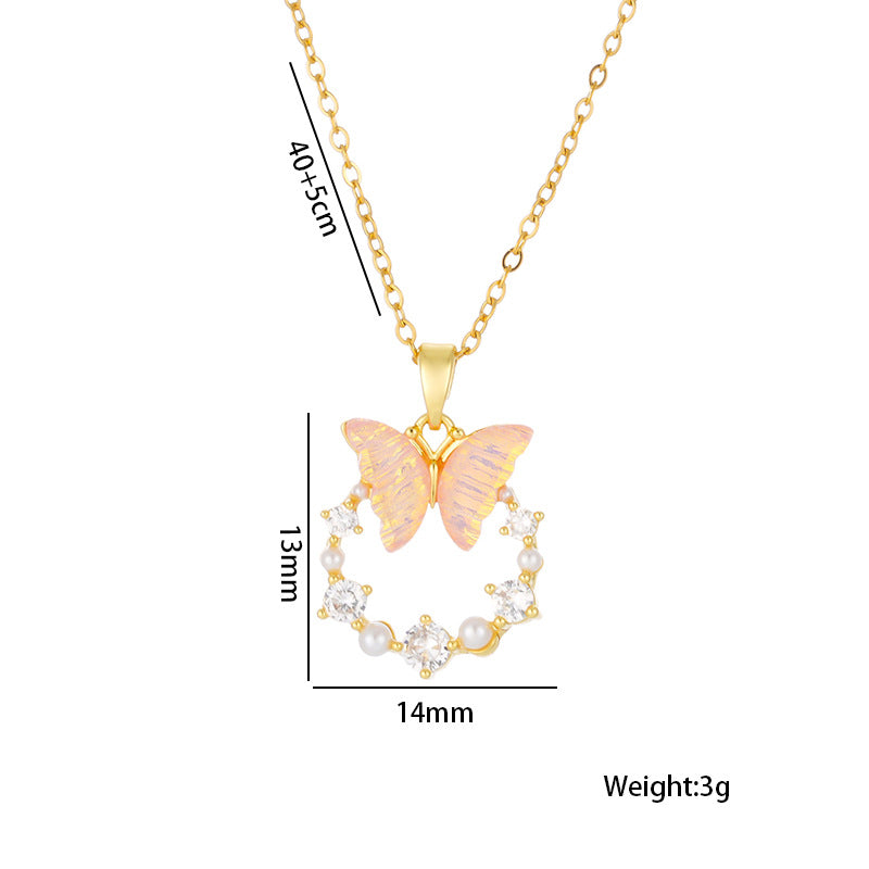 Romantic Butterfly Stainless Steel Necklace, Non-Fading