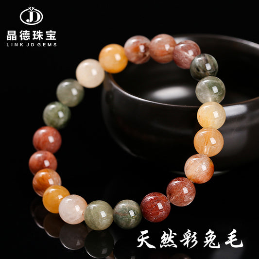 6A Natural Color Rabbit Hair Crystal Bracelet