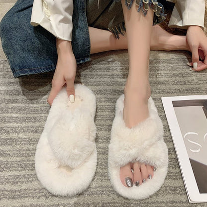 Warm one-word cotton slippers