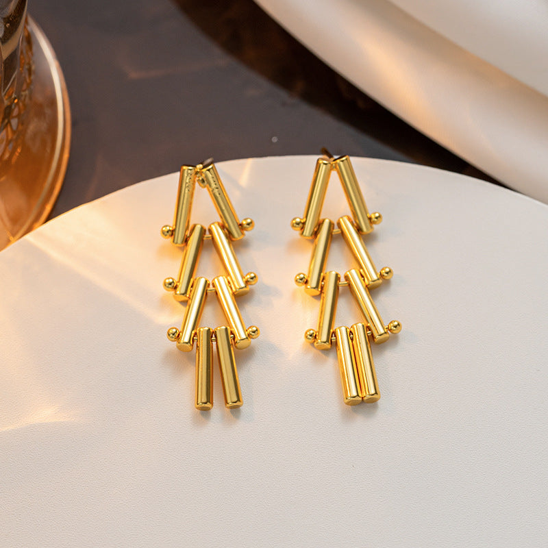 Elegant 18K Gold Plated Long Earrings for Women