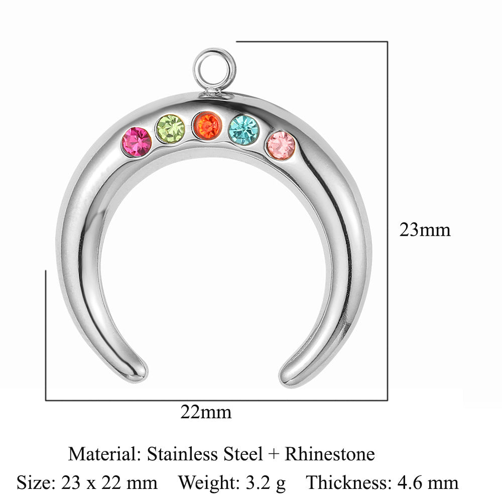 Sun Star Moon Crescent Stainless Steel Pendant