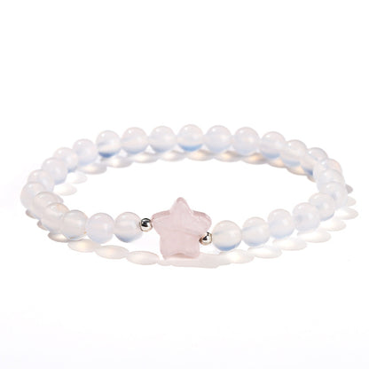 7A Natural White Agate Powder Crystal Pentagram Bracelet