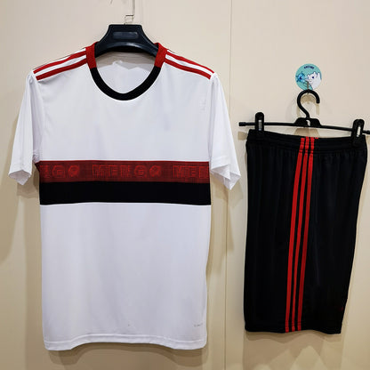 Camiseta de manga corta para adultos Flamengo 19-20 Local Rojo Visitante Blanco 