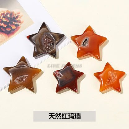 Natural agate crystal hole star moon love shaped loose beads