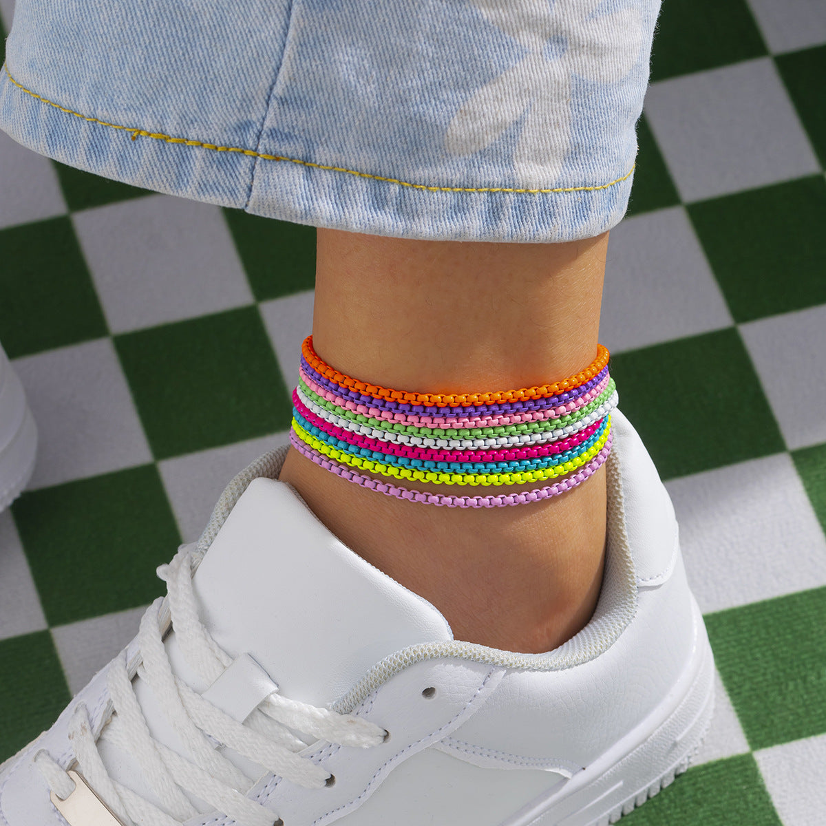 Punk Color Sweet Cool Stacked Anklets