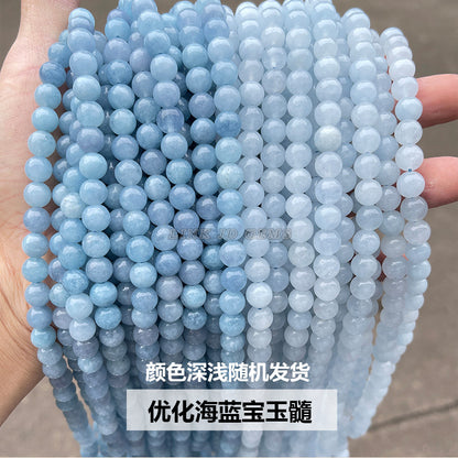 Perlas sueltas de calcedonia de Xinjiang, cuentas redondas de jade de colores 