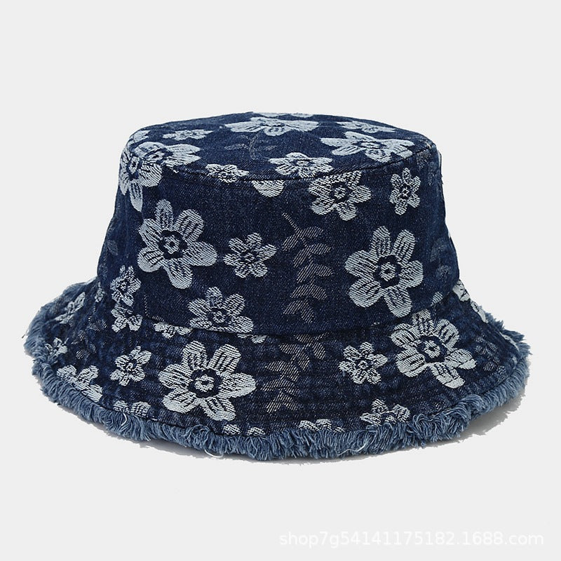 Chic Denim Flower Hat