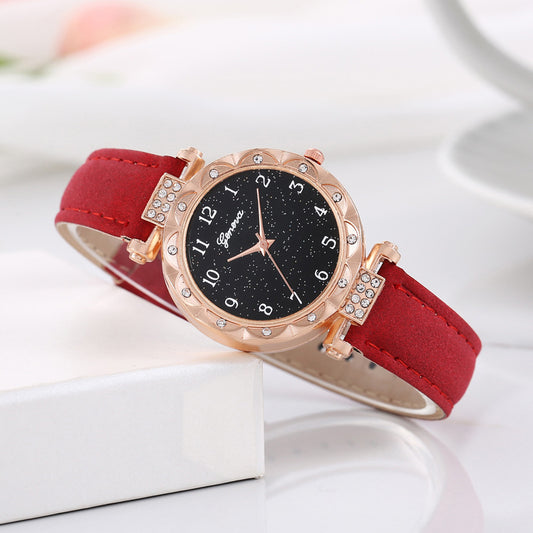 Starry Sky Digital Face Diamond Belt Quartz Watch