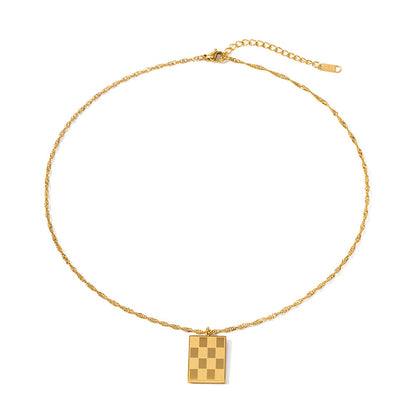 Vintage Square Checkerboard Necklace