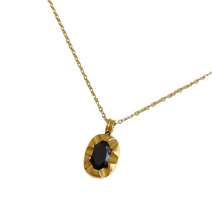 Black zircon pendant necklace