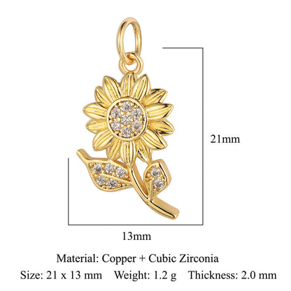 Sunflower Rose Clover Copper Zircon Pendant