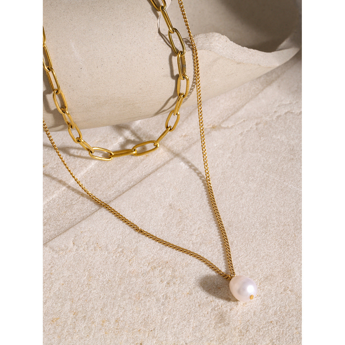 Pearl Double Layer Long Necklace