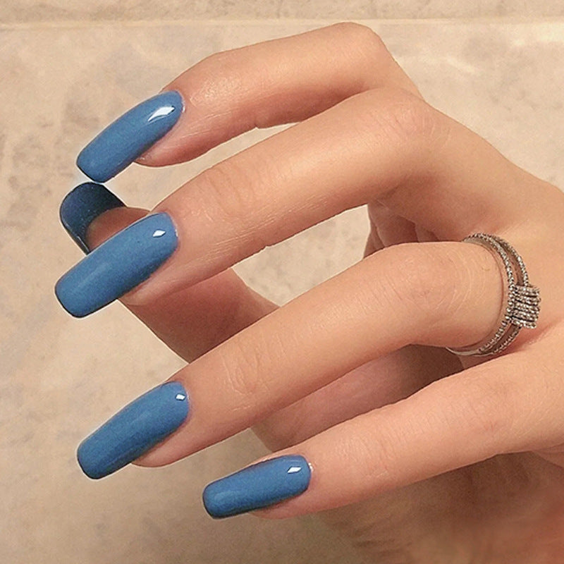 Mist Blue Square Nails