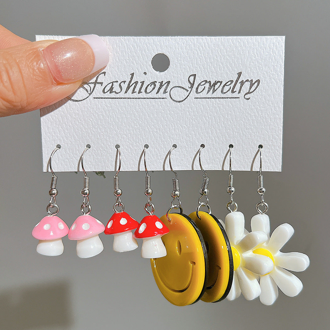 Colorful acrylic earrings set 5 pieces