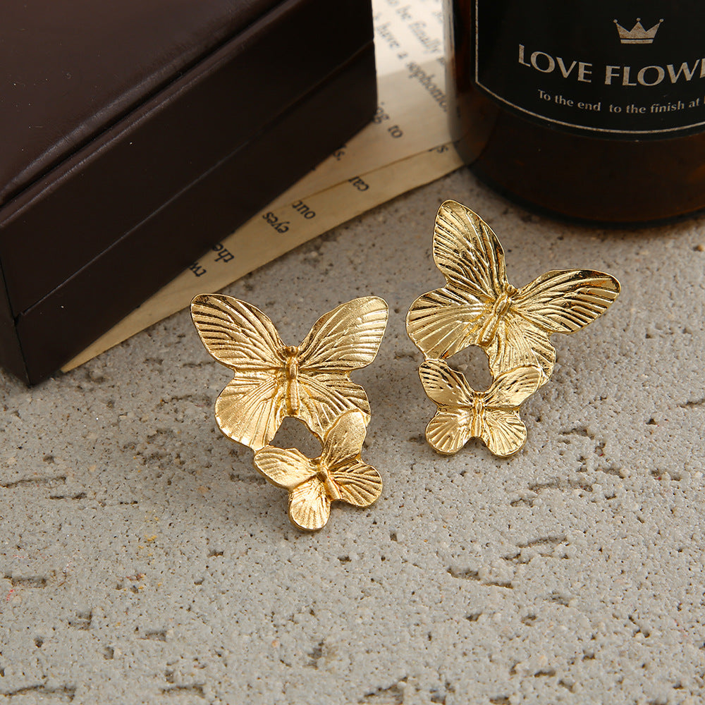 Gold butterfly earrings personalized jewelry