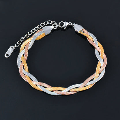 Three-layer braided metal blade snake bone bracelet