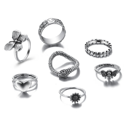 Butterfly ring set combination ring 7 piece set