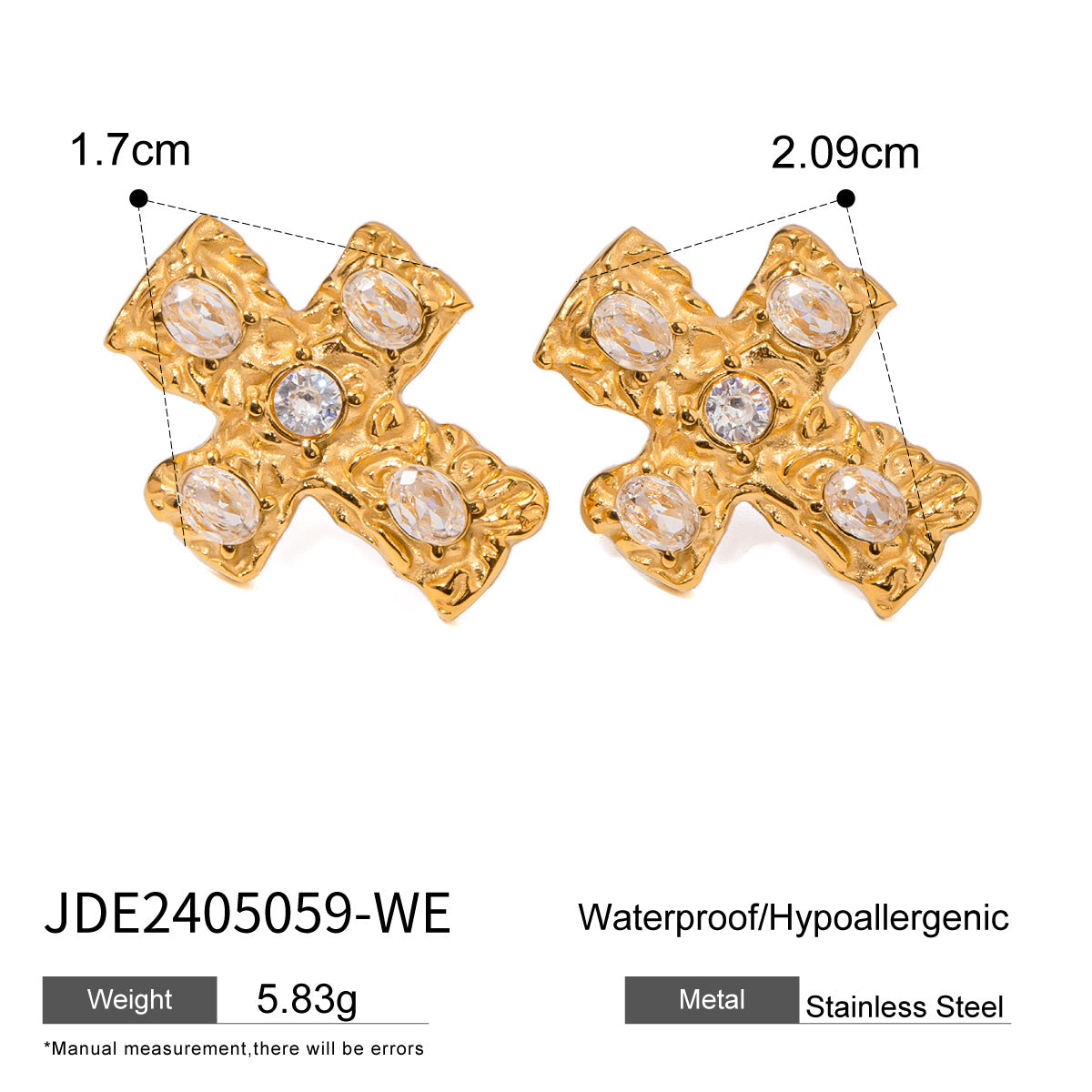 Pendientes de acero inoxidable con circonitas 