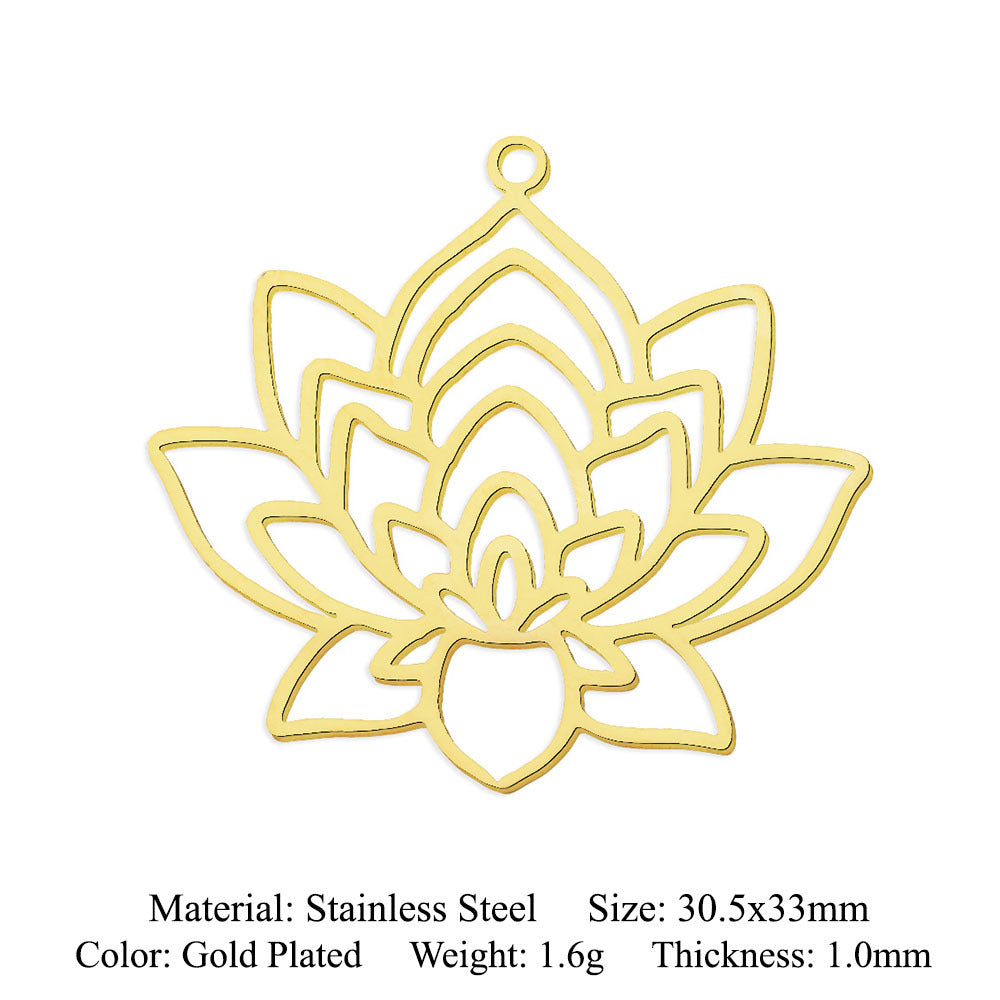 5 pcs/pack Lotus titanium steel pendant yoga pendant