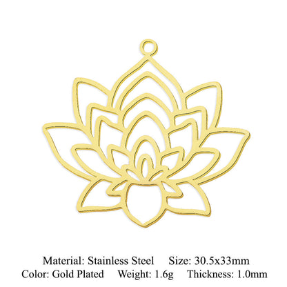 5 pcs/pack Lotus titanium steel pendant yoga pendant