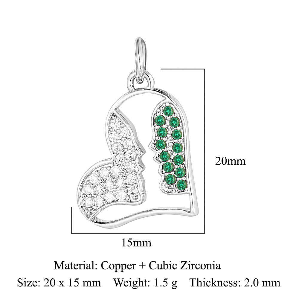 Crown peach heart colorful love copper zircon pendant