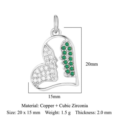 Crown peach heart colorful love copper zircon pendant