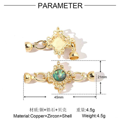 Camellia abalone shell copper zircon removable connecting buckle