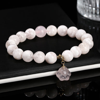 Natural Snowflake Ghost Crystal Bead Bracelet