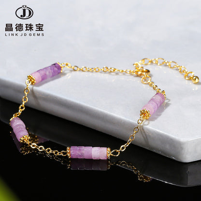 Natural lilac stone bracelet stainless steel gold-plated accessories