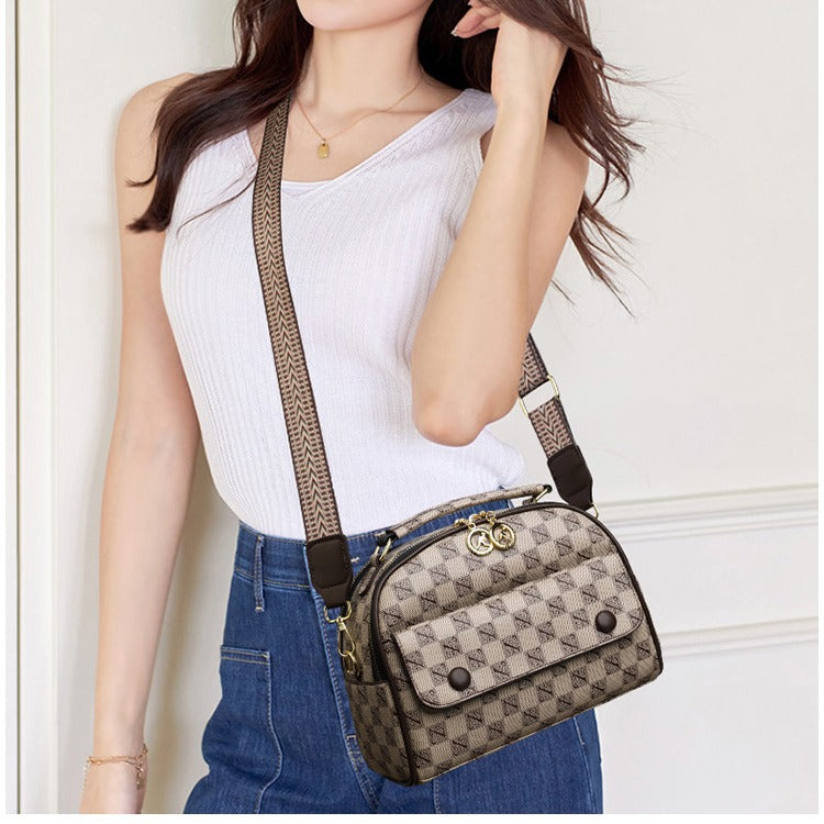 Versatile printed letter shoulder crossbody small square bag