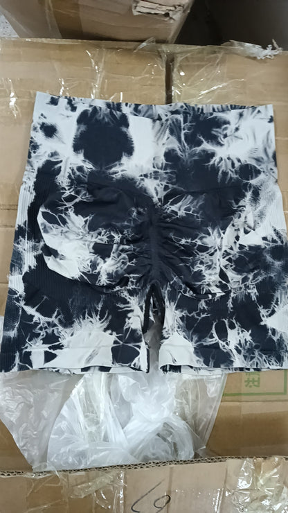 High-Waist Tie-Dye Fitness Shorts