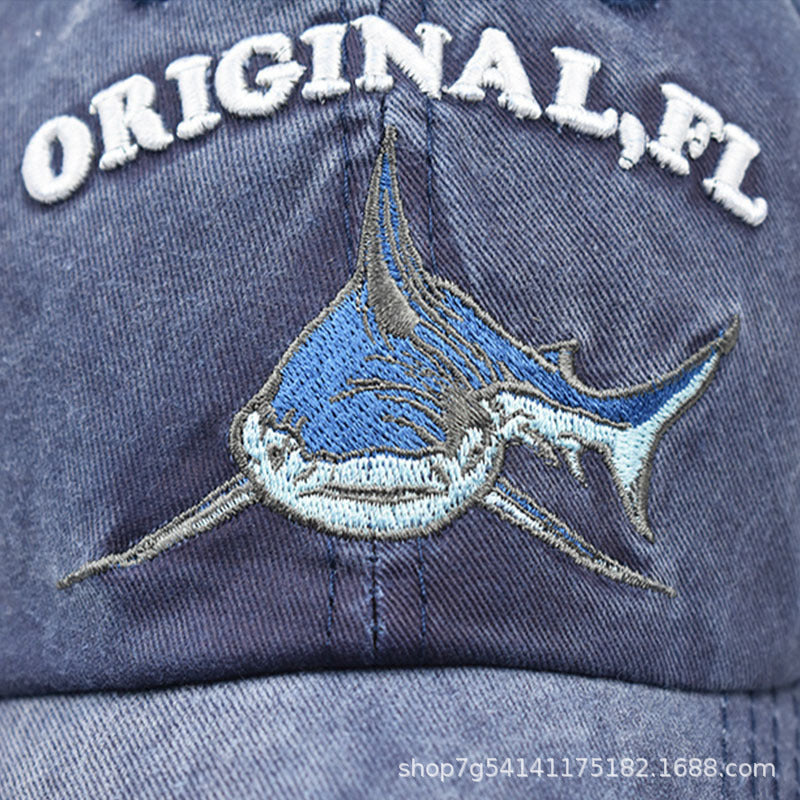 Cartoon Washed Shark Cap