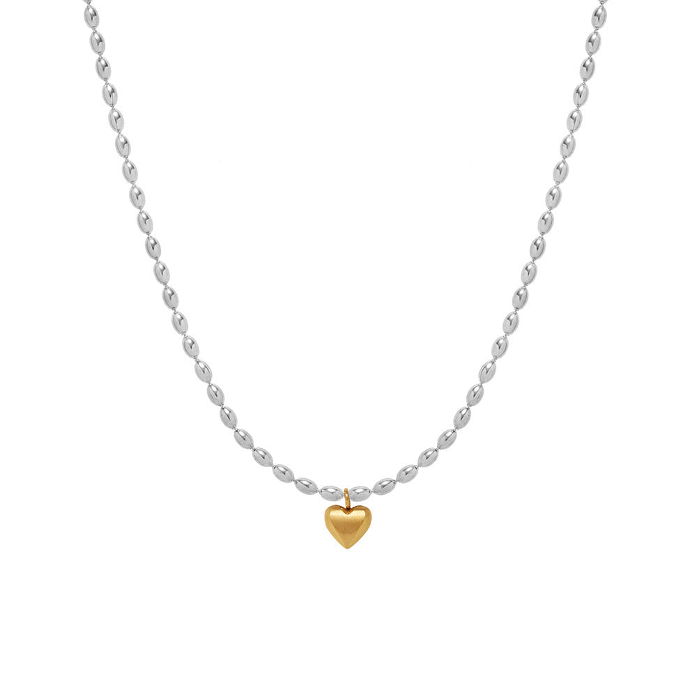 Gold and silver two-color love necklace