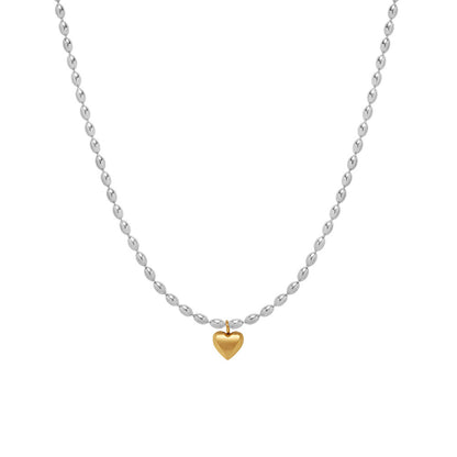 Gold and silver two-color love necklace