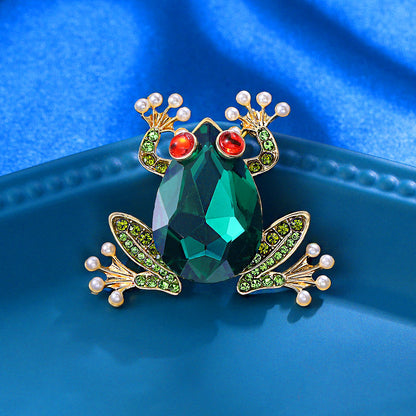 Emerald Crystal Frog Brooch