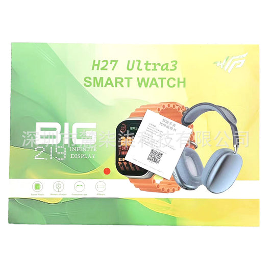 H27 Ultra3 Smartwatch Bluetooth Call 4 Bands Gift Box + P9 Sports Earbuds Set