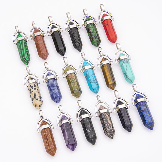 Natural Stone Hexagonal Cone Pendant