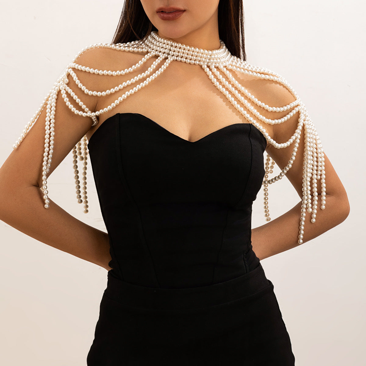 Woven Shawl Pearl Necklace Body Chain