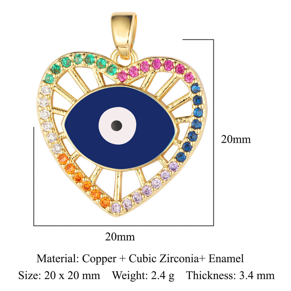 Eyes Crescent Sun Copper Zircon Pendant