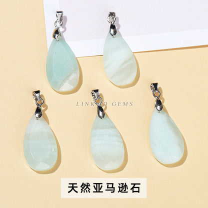 Natural crystal jade flat cut corner water drop pendant