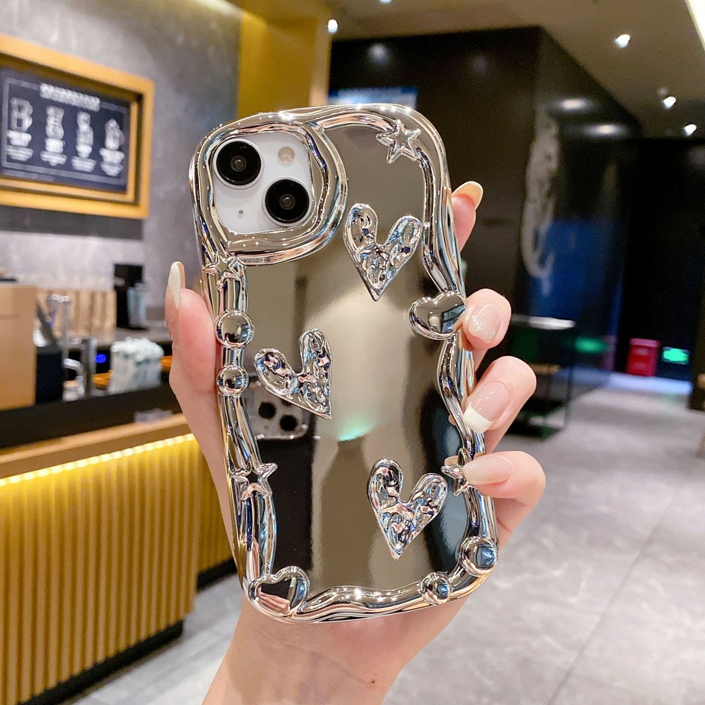 Apple 15 Pro 3D Wave Electroplated Bear iPhone 11 Bead Bracelet TPU Case